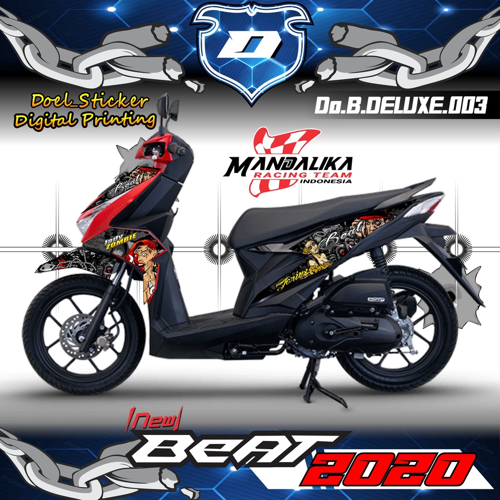 (COD) BEAT 2020 sticker striping stiker striping BEAT DELUXE,BEAT STREET,BEAT FI NEW 2020/2021 03 VARIASI MOTIF JERINK