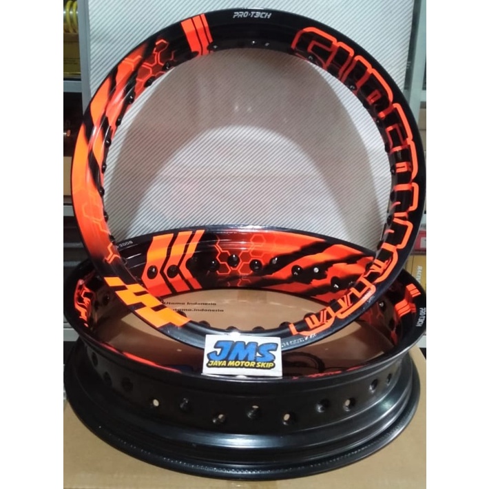 VELG PROTECH SUPERMOTO ORANGE DEPAN 300 / BELAKANG 350 RING 17