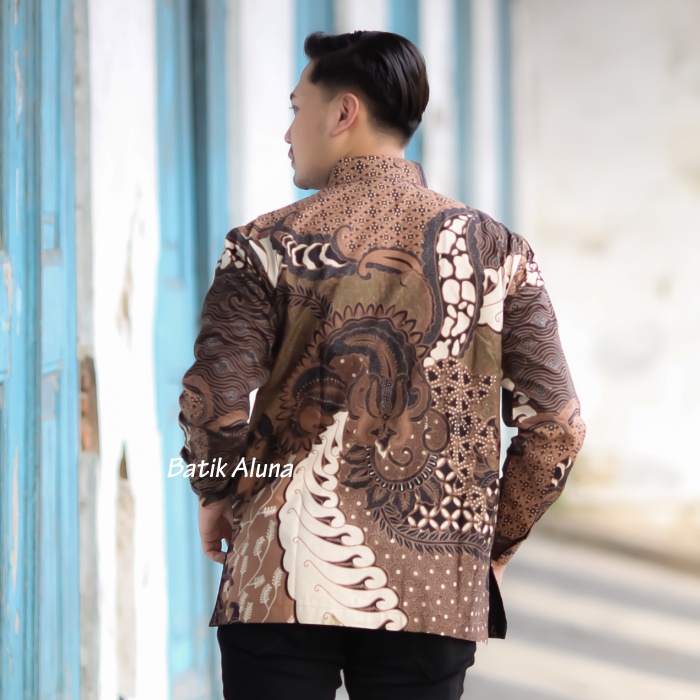 Baju Batik Pria Lengan Panjang Slim Modern Batik Keluarga Premium Furing Lembut Dan Adem HRB026 Motif Keratonan Kode 002 Size S M L XL XXL XXXL Reguler Batik Kantoran Atasan Kemeja Batik Pria Lengan Panjang Premium Jumbo Batik Cowok Modern Slimfit PCW067-3