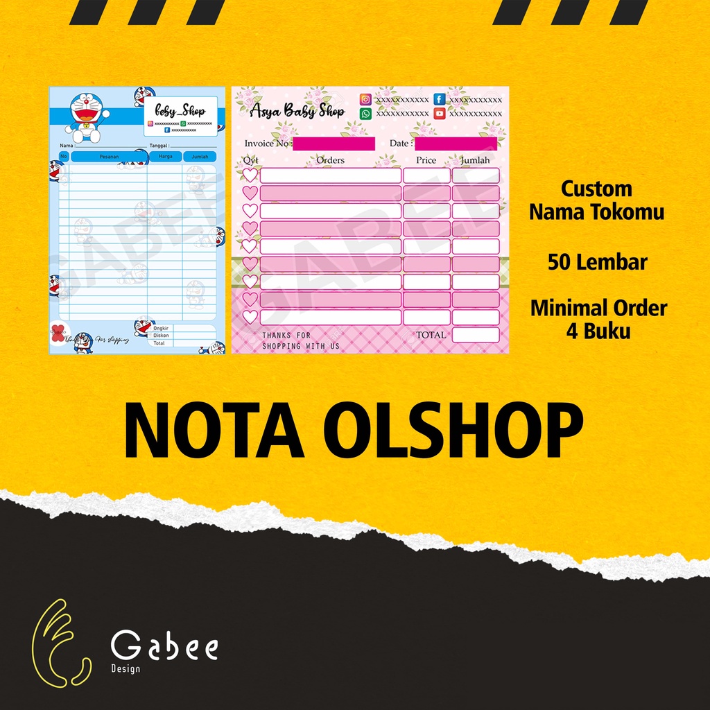 Jual Nota Olshop Custom Ply Tanpa Rangkap Gratis Desain Sesuai Katalog Full Warna Shopee