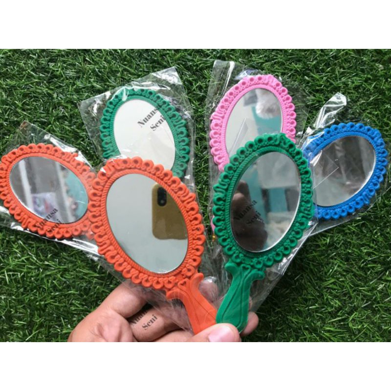 Souvenir Pernikahan Kaca Gagang Warna Cermin Kaca oval Cermin Gagang Warna Kaca Cermin Souvenir