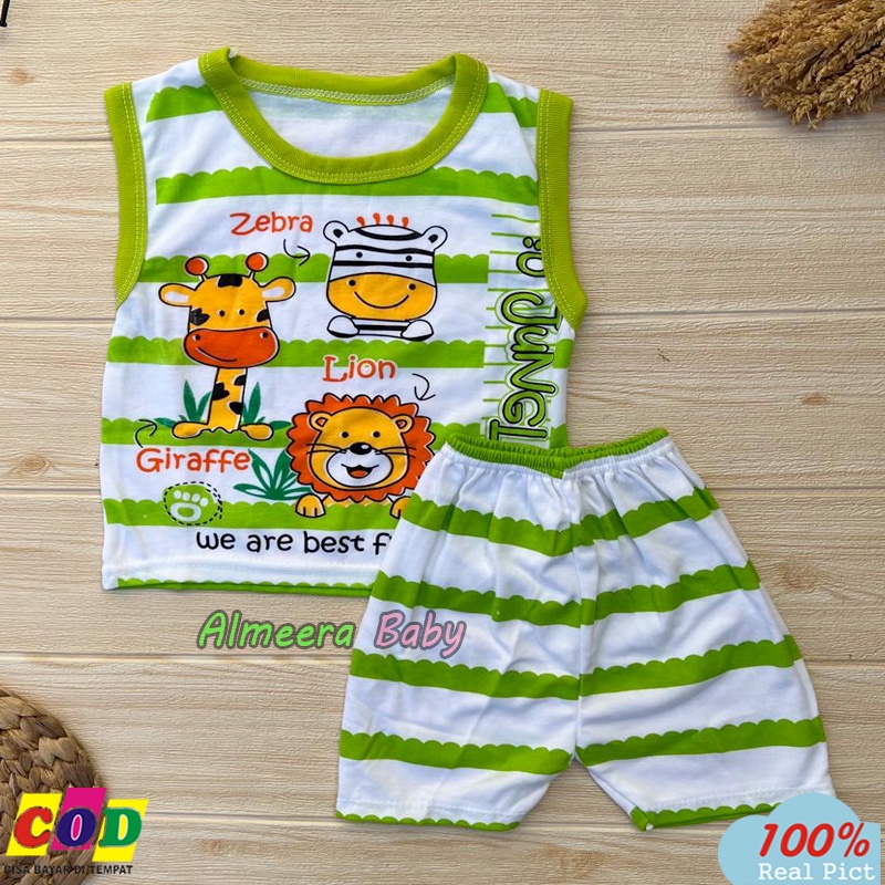 Setelan Baju Bayi Setelan Singlet Bayi Usia 3-12 Bulan Laki Perempuan Almeera Baby and Kids