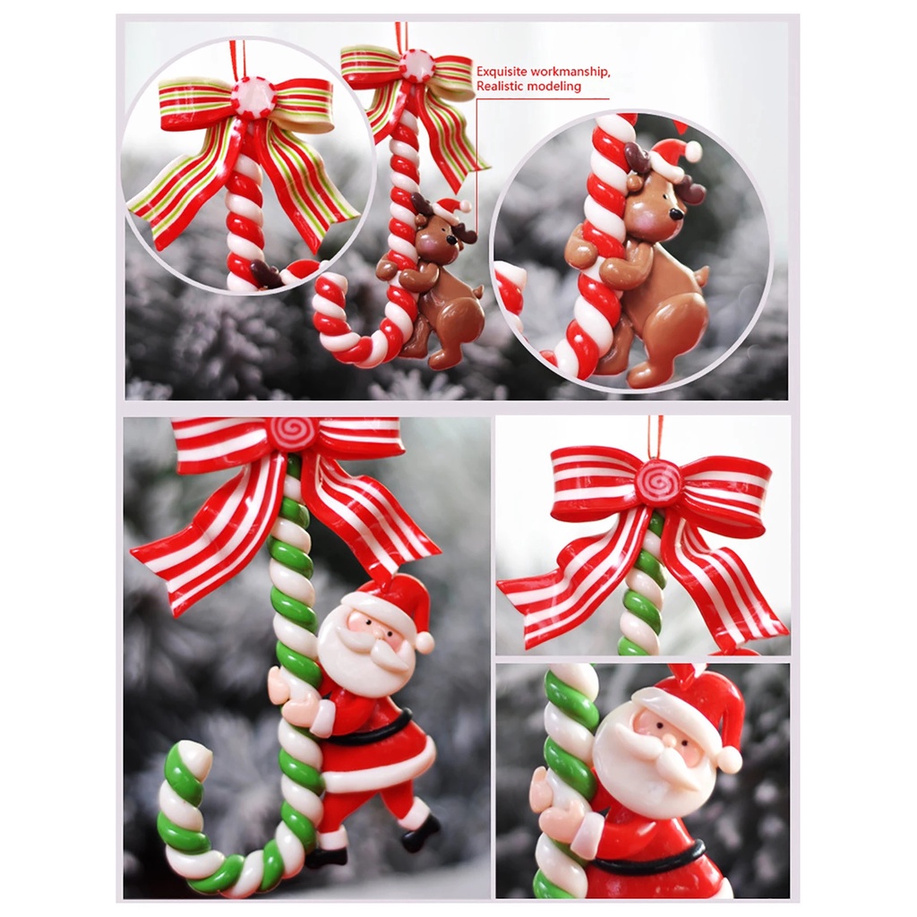 [Christmas Products] Xmas Tree Santa Snowman Emulational Candy Cane Ornament For New Years