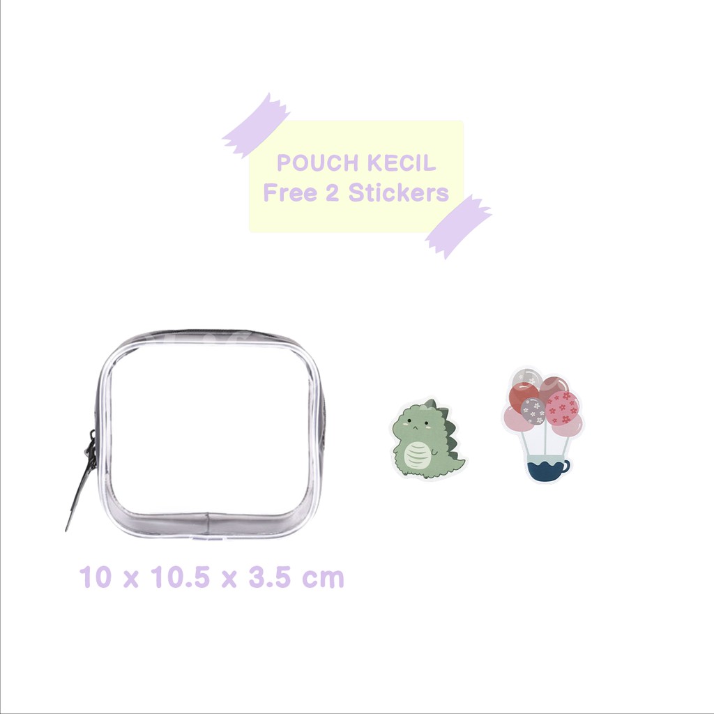 Shifra Pouch Tempat Kosmetik Mika Small Medium Large Pink dan Black (Free Stickers)