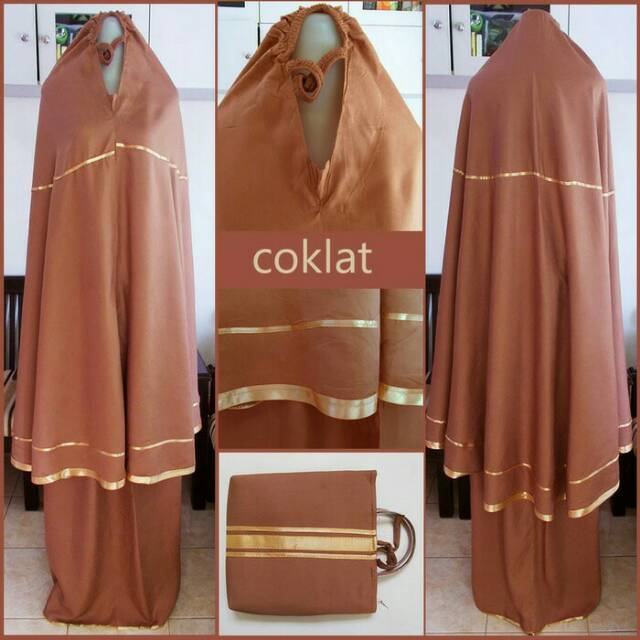 MUKENA BALI POLOS TRAVELING COKLAT
