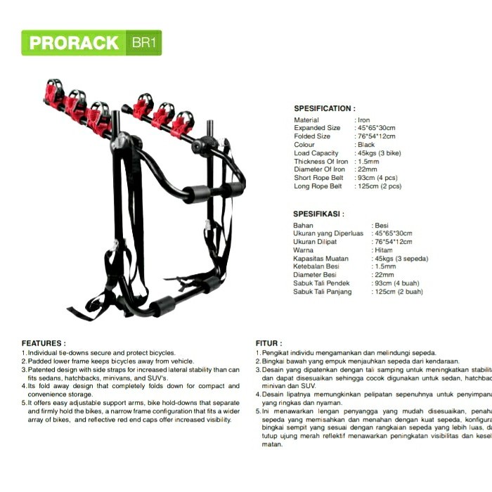 Aksesoris Sepeda - Rak Sepeda Untuk Di Mobil Model Lipat/Bike Carrier Kapsitas 3 Sepeda