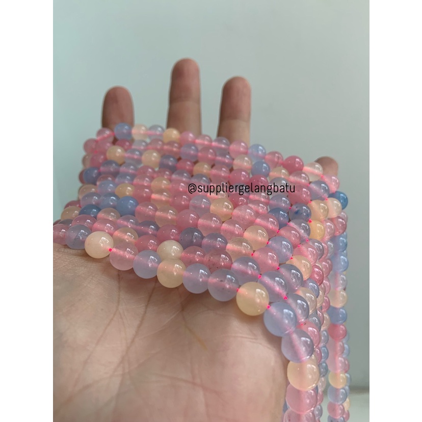 Natural Morgan 8mm morganite pink biru kuning batu manik candy craft bahan kalung gelang kerajinan tangan craft manik crystal batu alam asli citayam fashion week