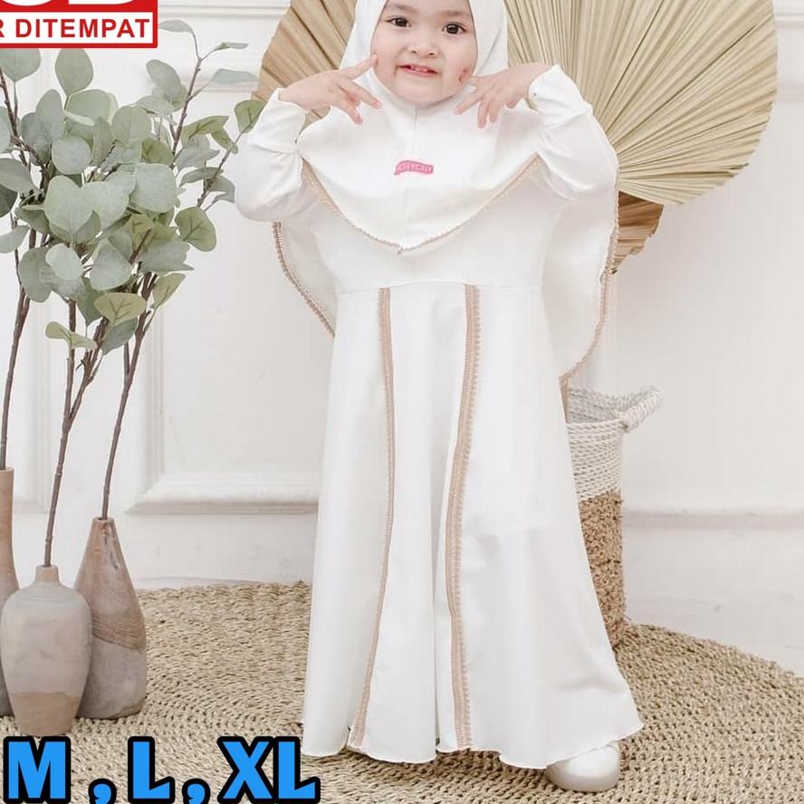 Nurin Gamis Anak Putih Terbaru (Free Jilbab) MASOTY KIDS Gamis Anak Usia 2 - 10 Tahun Gamis Anak Mur