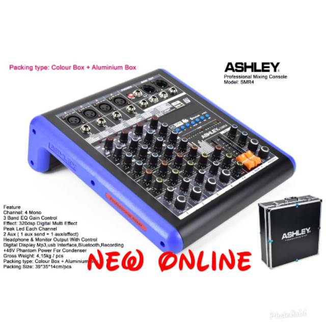 Mixer audio Ashley SMR4 4chanel USB BLUETOOTH recording free