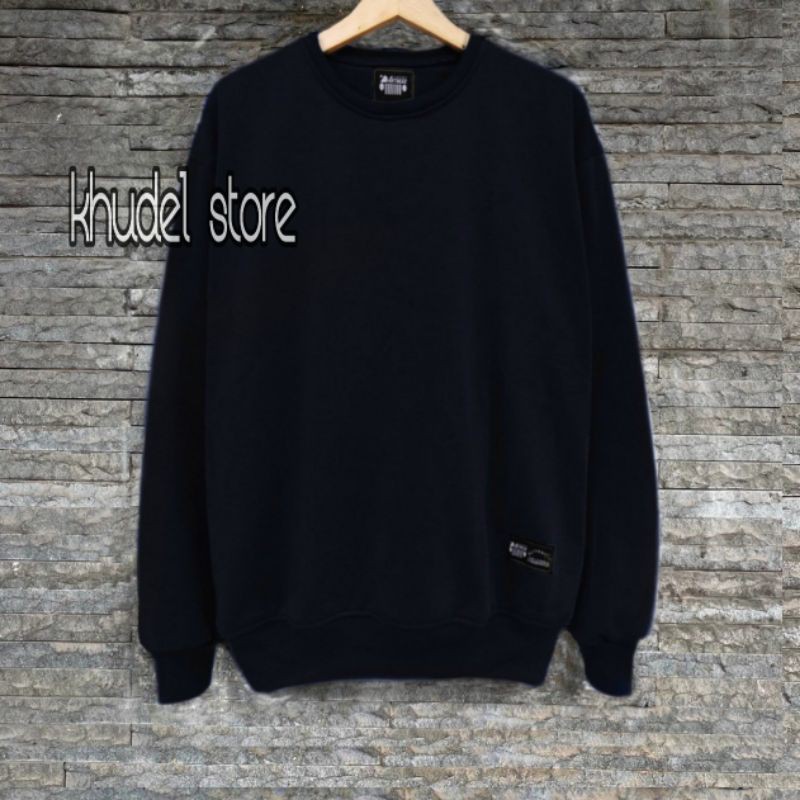 Sweater Polos Crewneck Hitam termurah