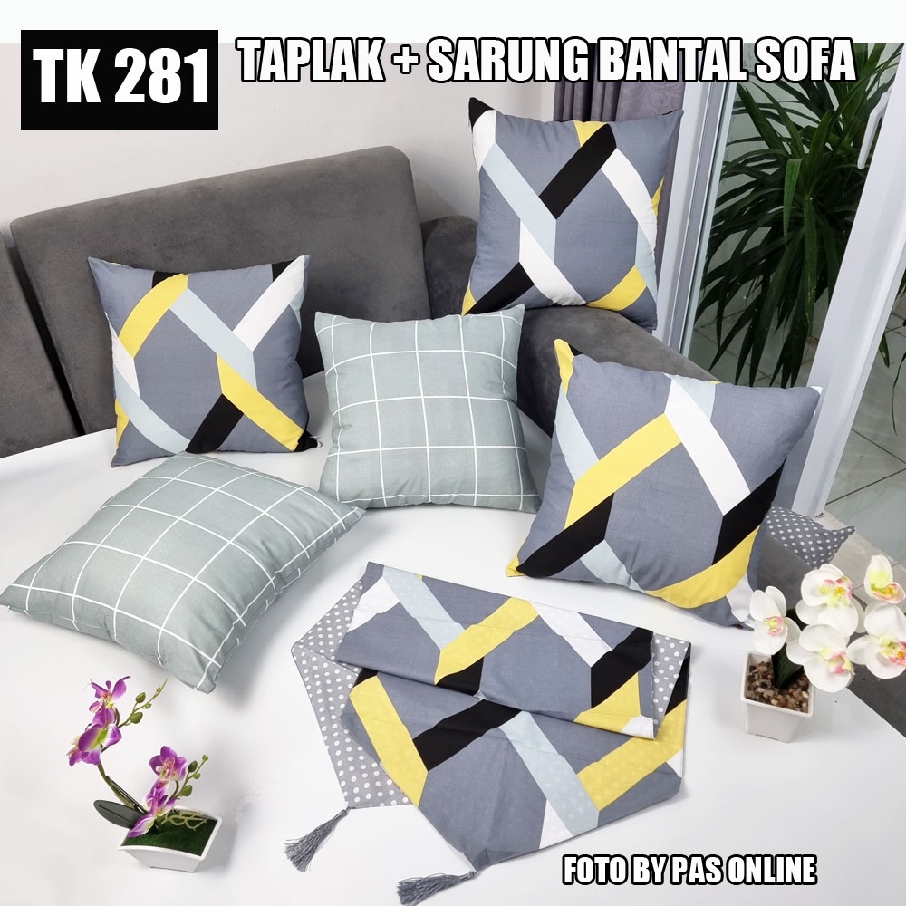 PAKET TAPLAK + SARUNG BANTAL SOFA 50X50 ( 1 TAPLAK + 5 SARUNG )