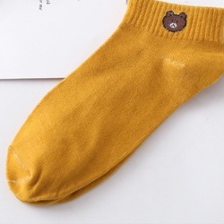 ELFYDO D070 Kaos Kaki Ankle Dewasa Kaus Kaki Motif Brown Bear Karakter Beruang Korea Unisex Murah-Kuning