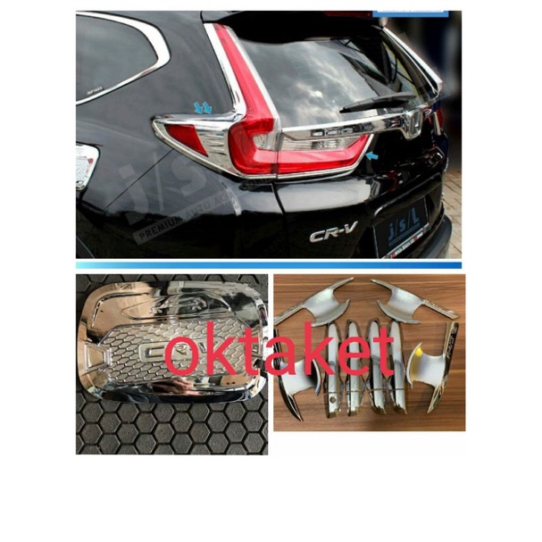 paket garnish belakang outer handle tank cover Crv Turbo 2018 hitam chrome