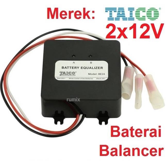 Taico Voltage Battery Equalizer Baterai Balancer BMS Aki Equaliser Lead Acid 2x12v 24v DC VRLA Accu