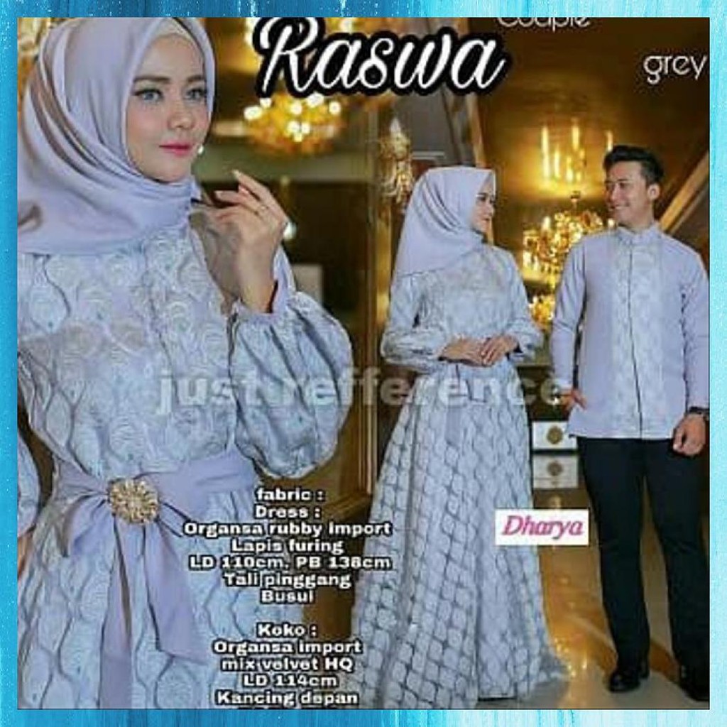 Couple Gaiza/Maxi Organdi/Couple Organza/Baju Muslim Pasangan - Hitam