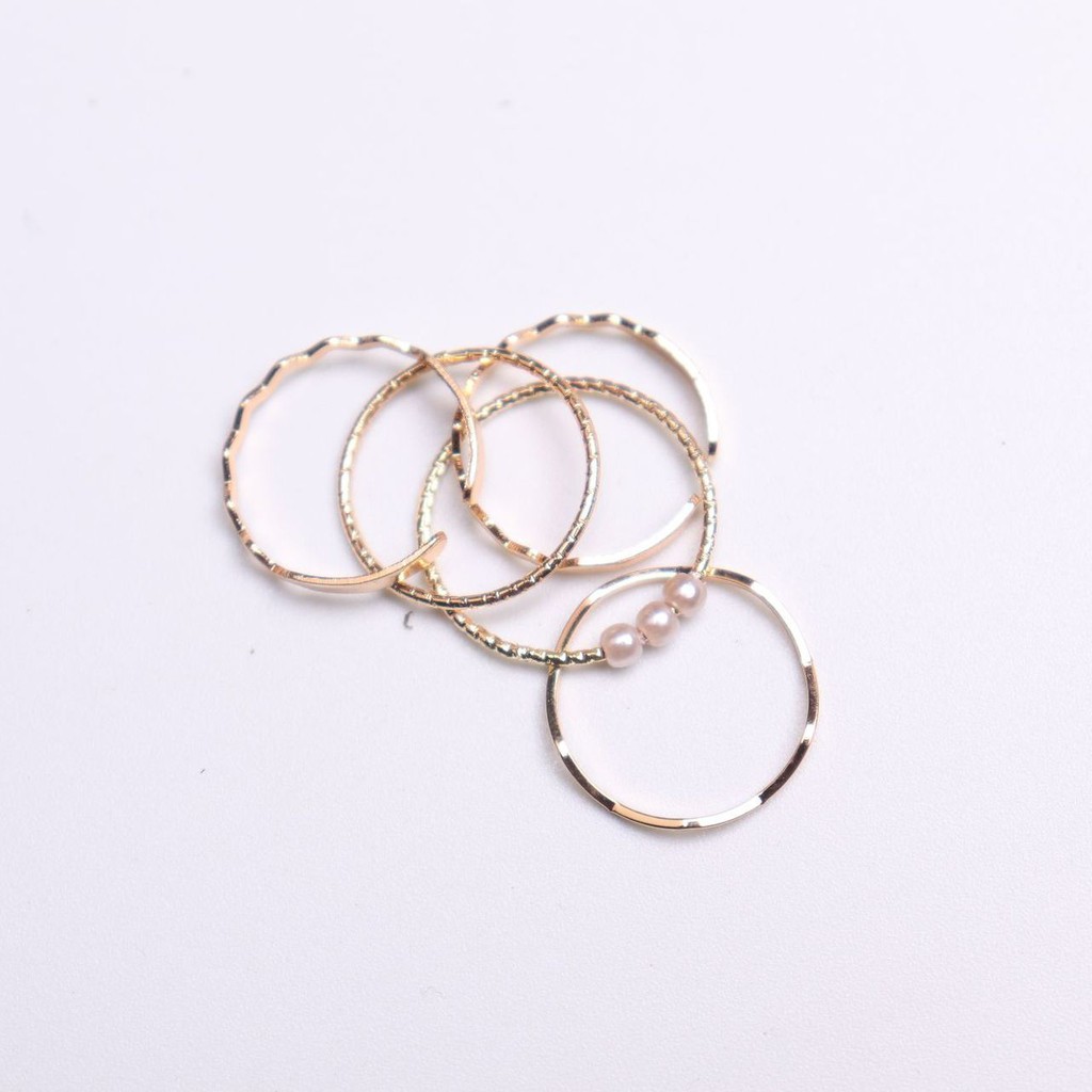 5PCS/SET Cincin wanita kasual mutiara fashion Korea