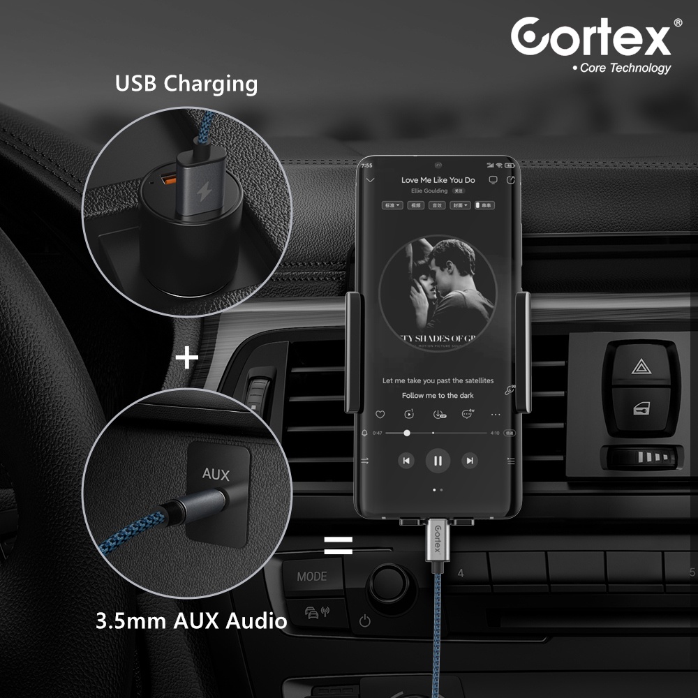 Cortex MH264 Type-C to Jack 3.5mm with USB Charging / Tipe C Audio + Charger Kabel 1.2Meter