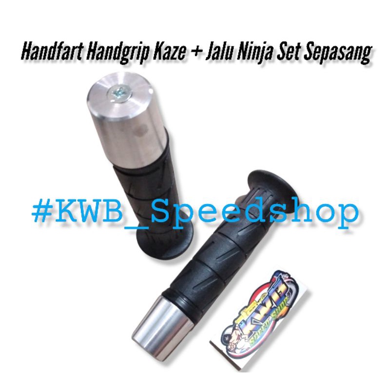 HANFAT KAZE KWSKI HANDGRIP HANDFART KAZE IMPORT + JALU SATRIA JALU NINJA REPRO Almunium cnc Jalu Stang Satria Fu ninja R RR almunium Set Handgrip Kaze import Grip Kaze Handfat Kaze Pnp Cb GL Megapro MP Lama Tiger Vixion Vario Scoopy Beat Nmax PCX DLL