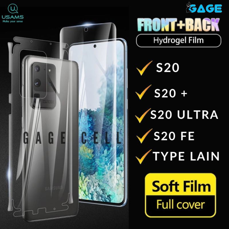 USAMS Hydrogel Film Clear Antigores Samsung S20 S20 Plus S20 Ultra Depan Belakang Screen Protector