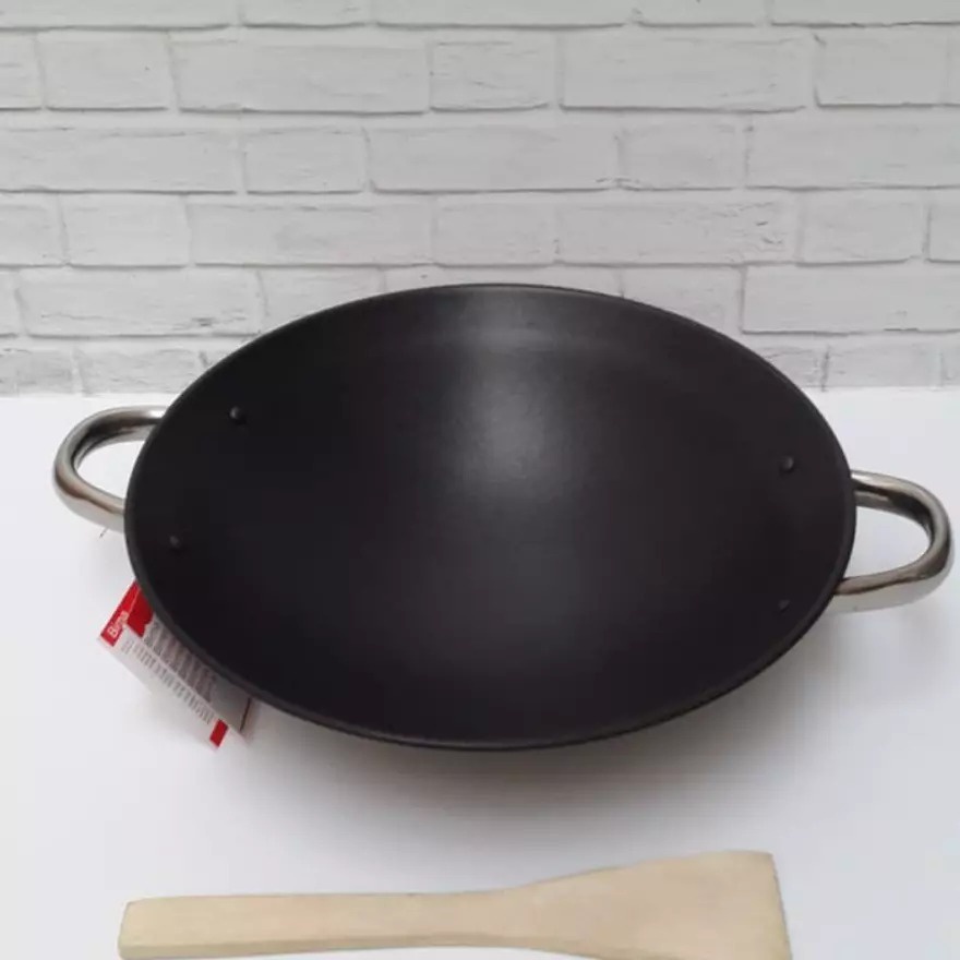 BIMA WAJAN BESI HITAM NONSTICK ANTI LENGKET KUALI FRY WOK TEBAL DAN KUAT KUALI BESI KUALI MASAK 26CM
