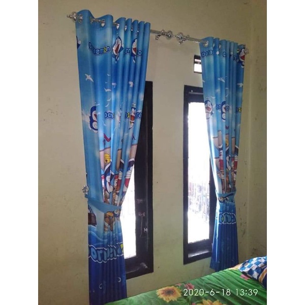 0hordeng anak Gorden jendela karakter blackout motif Doraemon Tirai pintu jendela karakterKorden kam