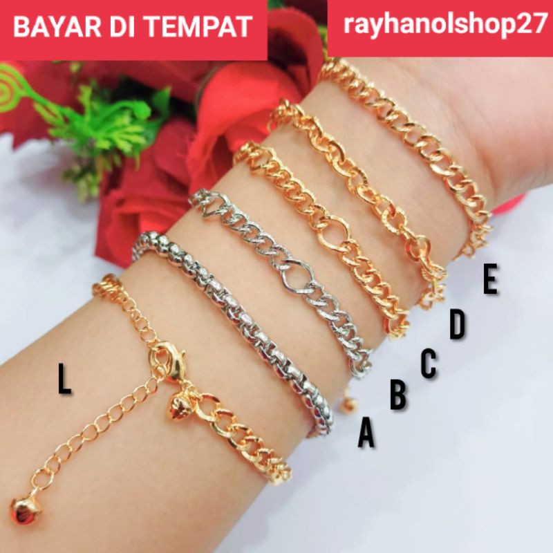 GELANG TANGAN WANITA NURI POLOS JURAI BOLA LAPIS EMAS 22 K