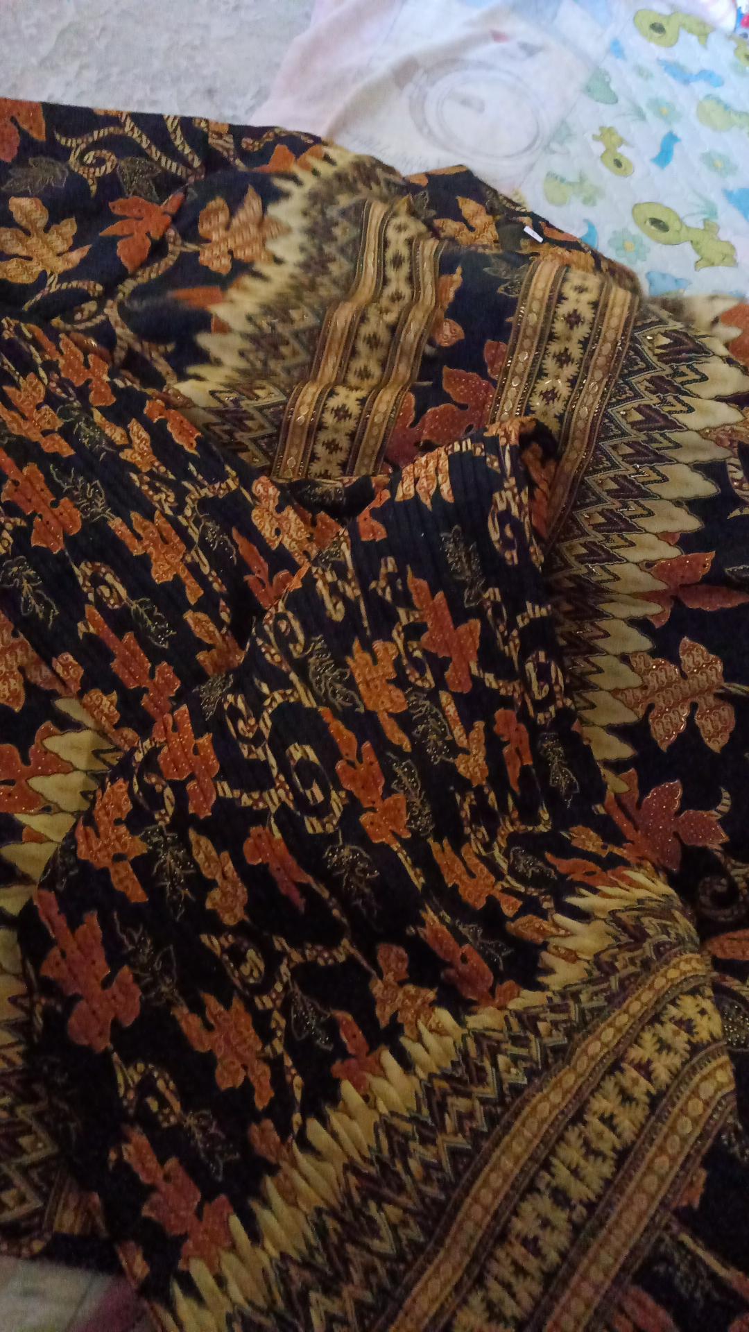 Wm>couple Batik Lengan Panjang Hem Lengan Panjang Couple Keluarga Couple Paya Gold