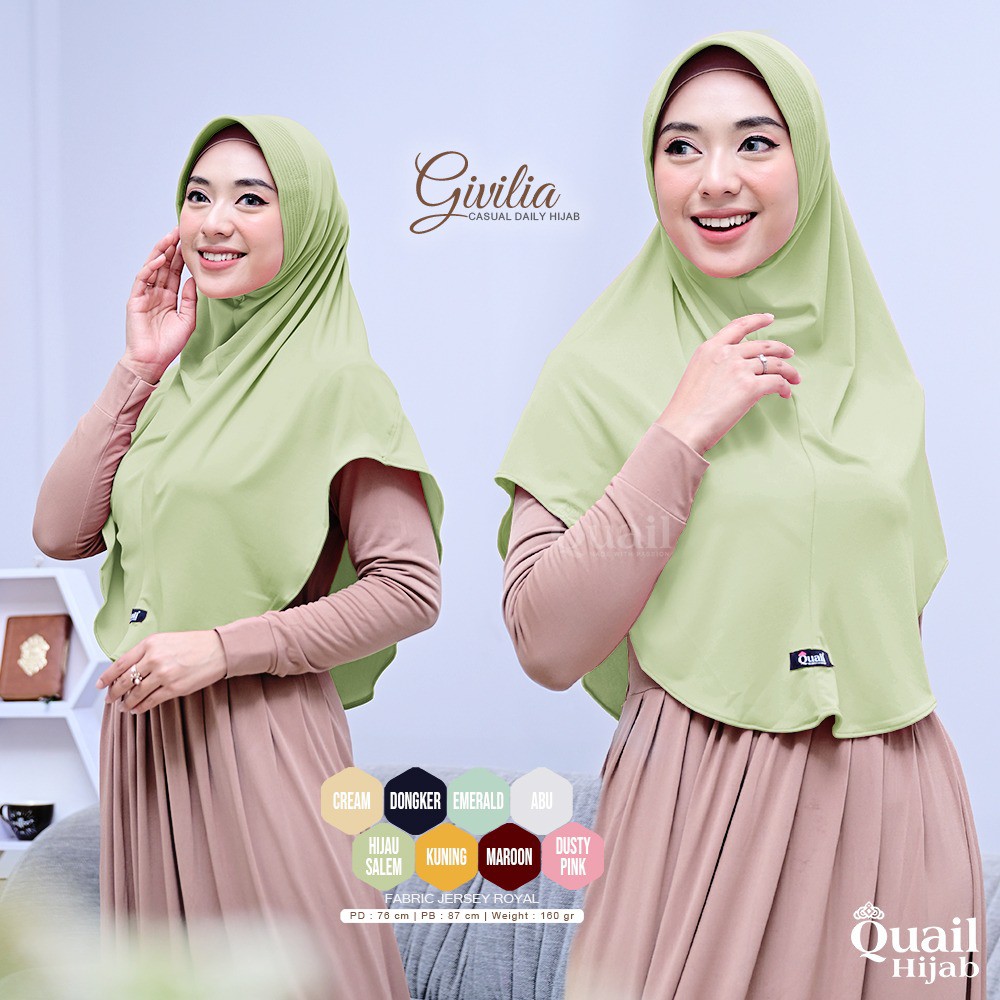 GIVILIA Daily hijab olahraga Quail Hijab bahan jersey Ori Murah