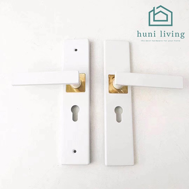 Kunci Handle Set Gagang Pintu Utama Minimalist Putih Emas White Gold Premium