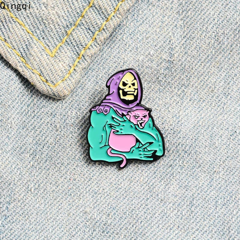 Sk Bros Pin Enamel Desain Tengkorak Kucing Ungu Gaya Gothic Untuk Aksesoris Wanitahadiah