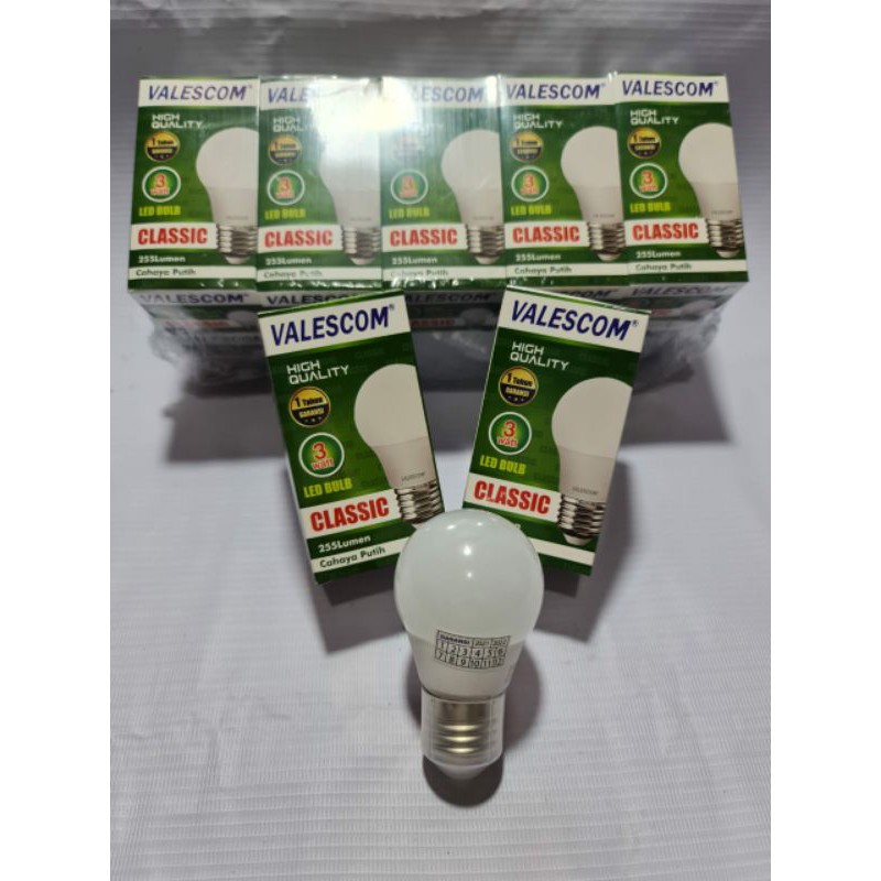 LAMPU LED VALESCOM CLASSIC 3 5 7 9 12 15 18 21 WATT 3W 5W 7W 9W 12W 18W 21W CLASSIC A BULB GARANSI 1 TAHUN MURAH GROSIR