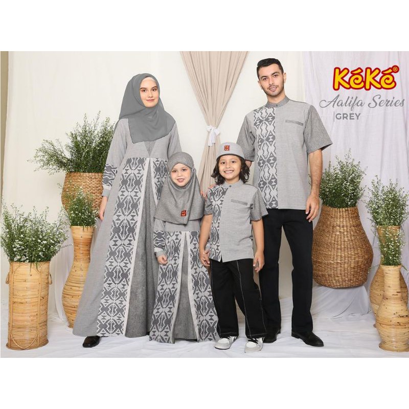 Koko Bapak Sarimbit Keke Aalifa Series SRK 04 Abu Lengan Pendek Cottun Double Beam Xs Sd Xxl