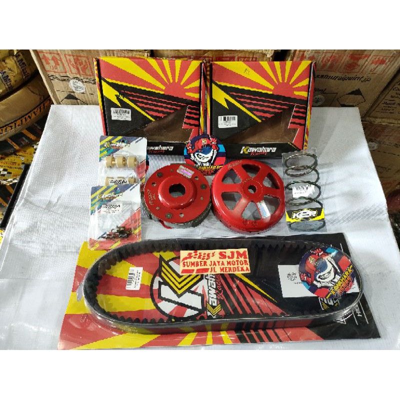 paketan kirian Racing CVT Nmax Aerox dan Lexi Kawahara Kampas ganda mangkok ganda  vanbelt roler per