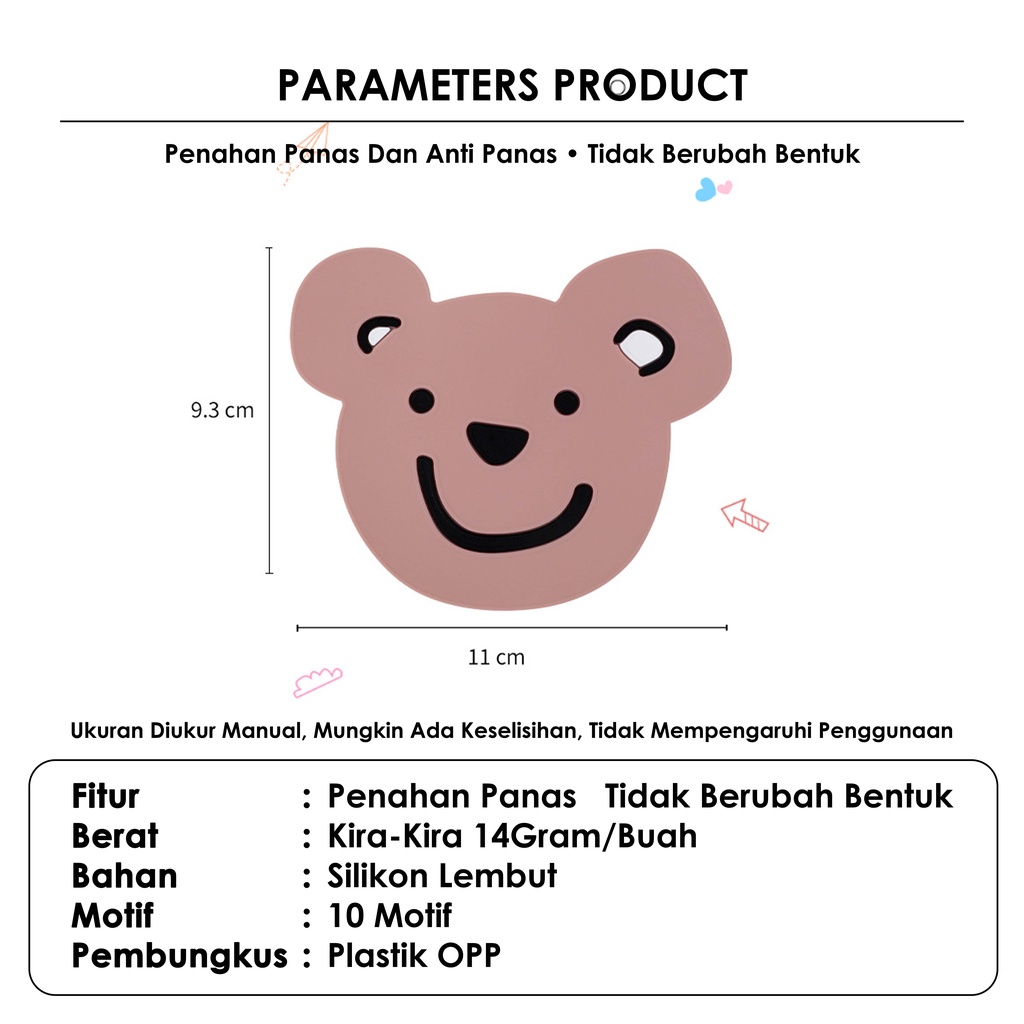 Coaster karakter kartun / coaster silikon / coaster / coaster insulasi panas