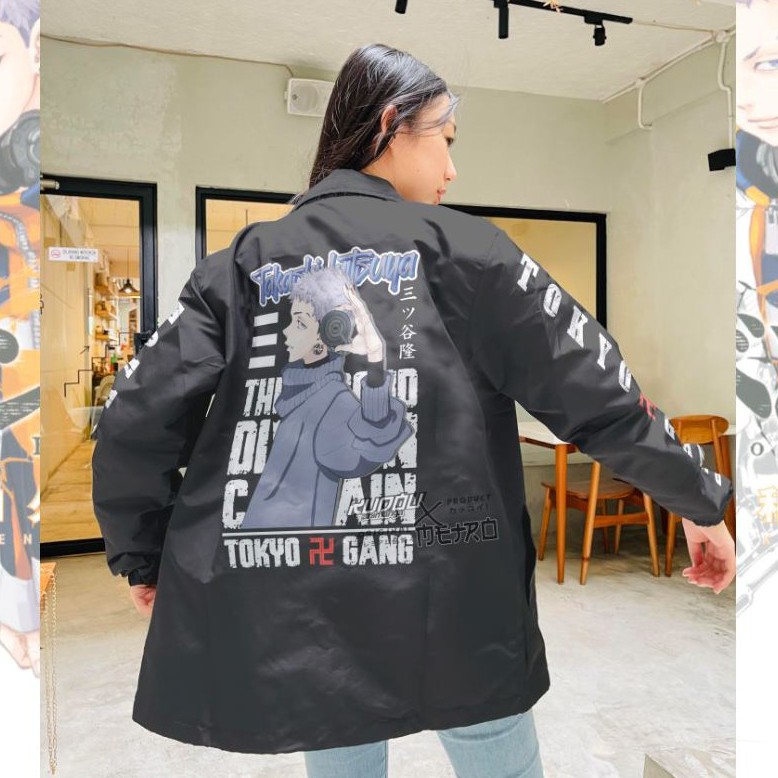 Coach Jaket Waterproof Takashi Mitsuya Anime Manga Tokyo Revenger Manji Geng Motor Jacket