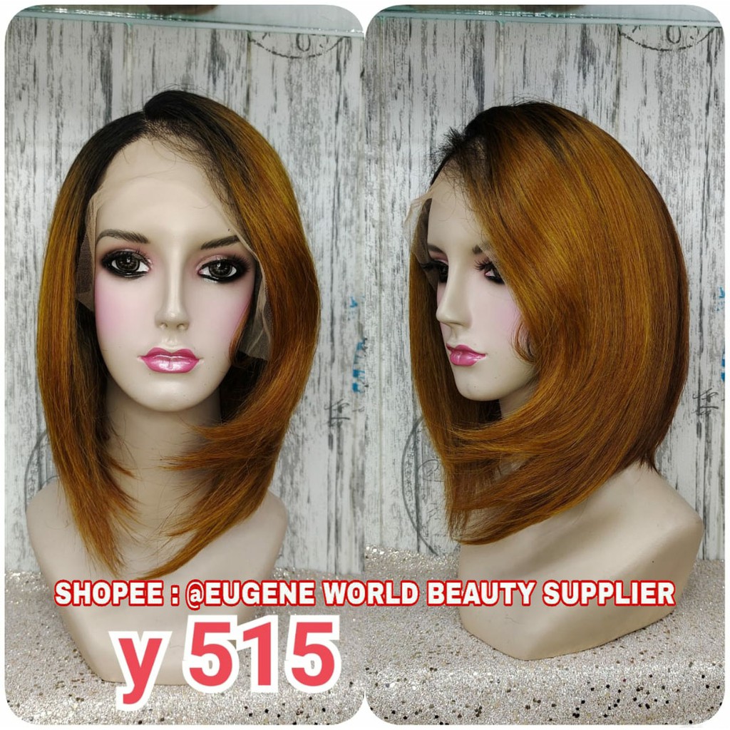 HALF LACE WIG LACE WIG WANITA PENDEK LURUS PIRANG LAYER TEBAL WIG KOREA NATURAL FRONT LACE WIG Y515
