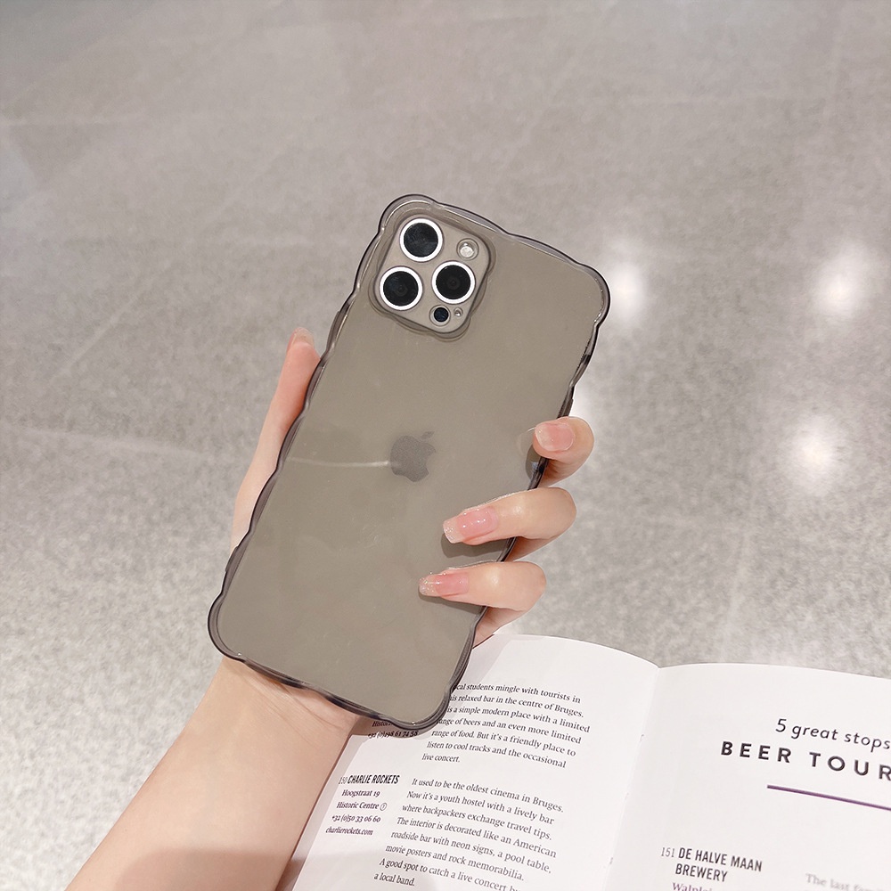 Case Pelindung Transparan Gelombang Untuk IPhone 7 8 SE 2020 7P 8Plus X XS XR 11 12 13 Mini Pro Max