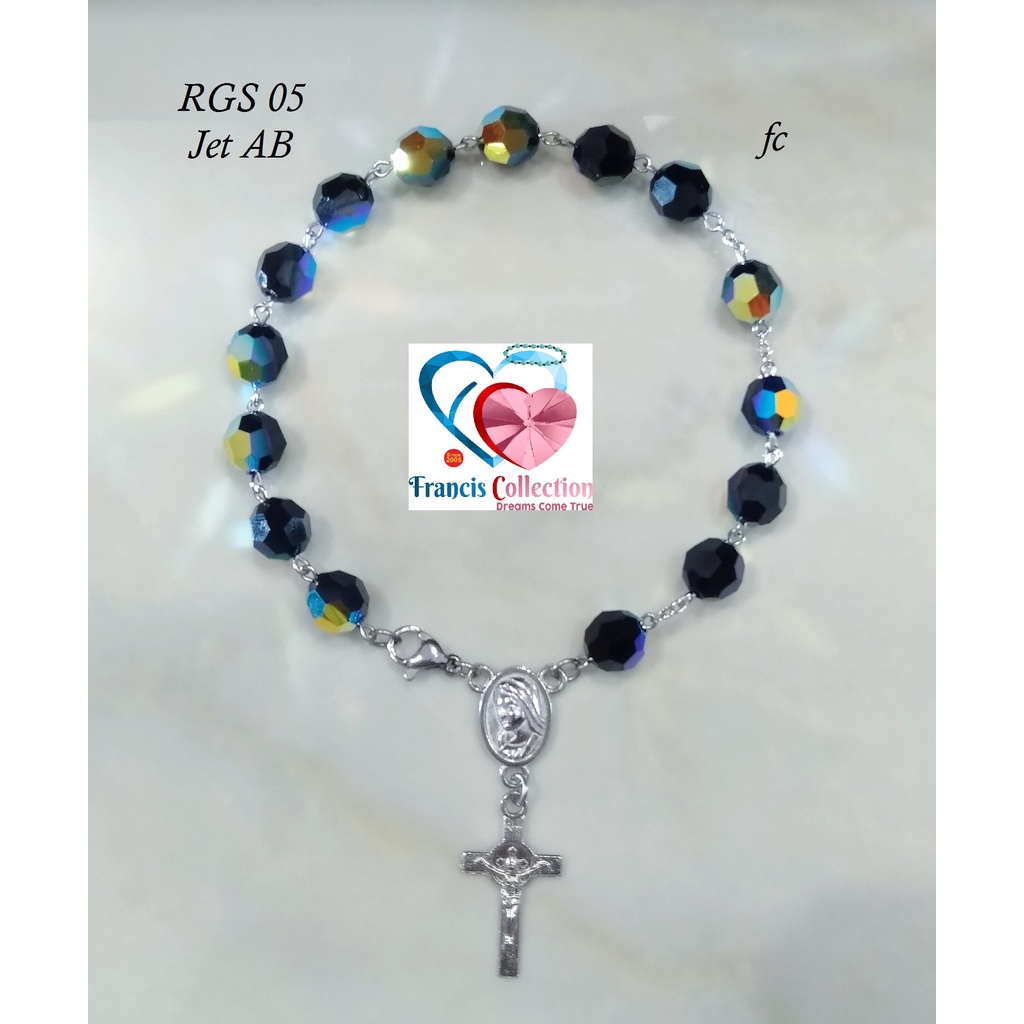 Francis Collection. RGS 06. Gelang Rosario Swarovski Model Bulat 8mm. Tersedia dalam Berbagai Warna