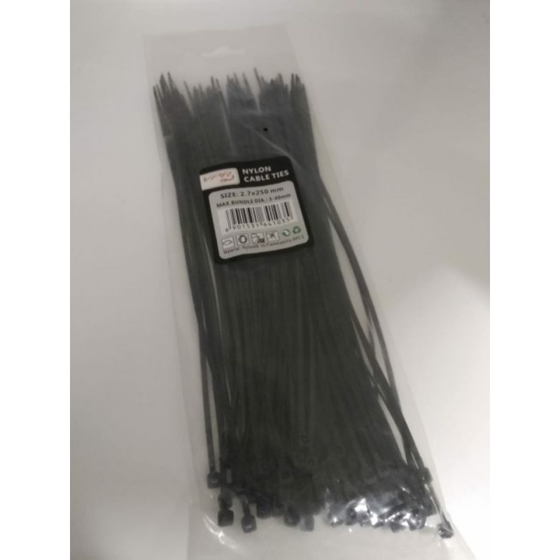 Kabel Ties Nylon Ukuran 10cm /15cm/25cm/30cm Harga 1 Pack isi 100 Pcs MURAH-HITAM