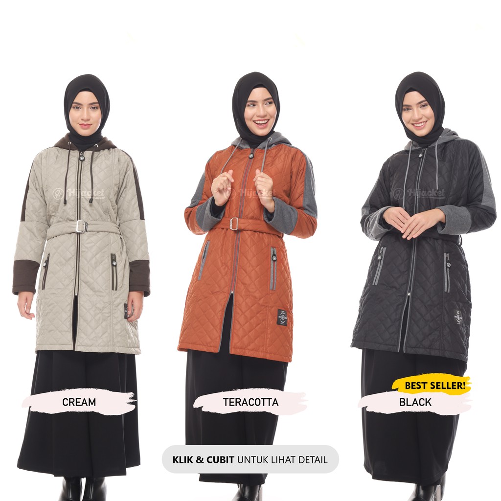 Hijacket Original Queenbee Hijaket Jaket Jacket Wanita Muslimah Jaket Bomber Parasut Cewek Jumbo Murah Terbaru Jaket Hijaber-1