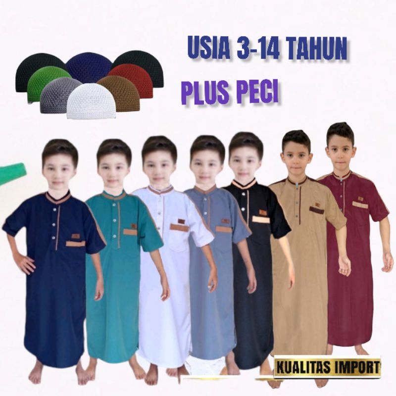 AL-HANIF gamis anak laki laki lengan pendek jubah anak motif terbaru baju koko arabic kids junior /BAJU KOKO ANAK TK SD SMP