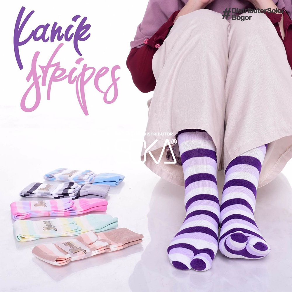 Kanik Jempol Strip - Kaos Kaki Muslimah Motif Garis - Distributor Kanik