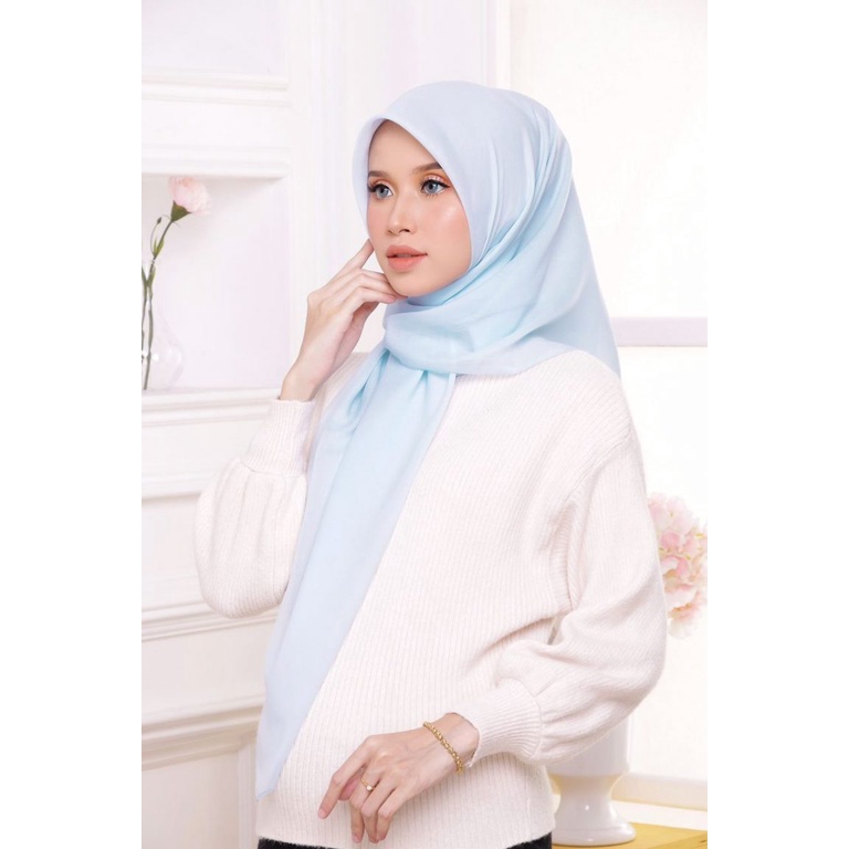 Bella Square Hijab Segiempat | Kerudung Laudya Pollycotton PART 2-BabyBlue