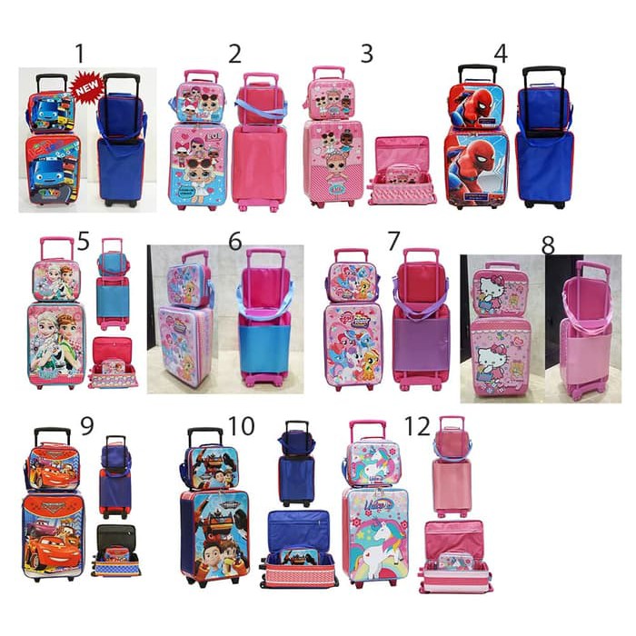 Ransel Tastroli Anak Sekolah Perempuan Tas Troli Anak Tk Sd Trolley Ransel  150ER  Set Koper Little