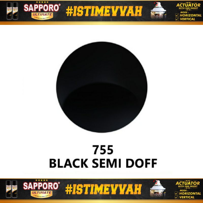 sapporo cat semprot black hitam semi doff 300ml spray paint