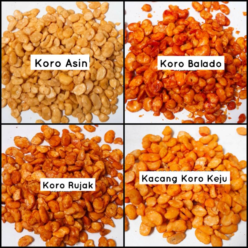 

( 500gram ) Kacang koro asin / koro balado / koro rujak / koro keju kemasan 500gr cemilan enak gurih renyah