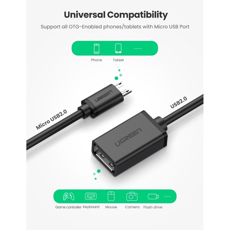 PROMO OTG KABEL MICRO UGREEN ORIGINAL USB 2.0 HIGH SPEED DATA TRANSFER