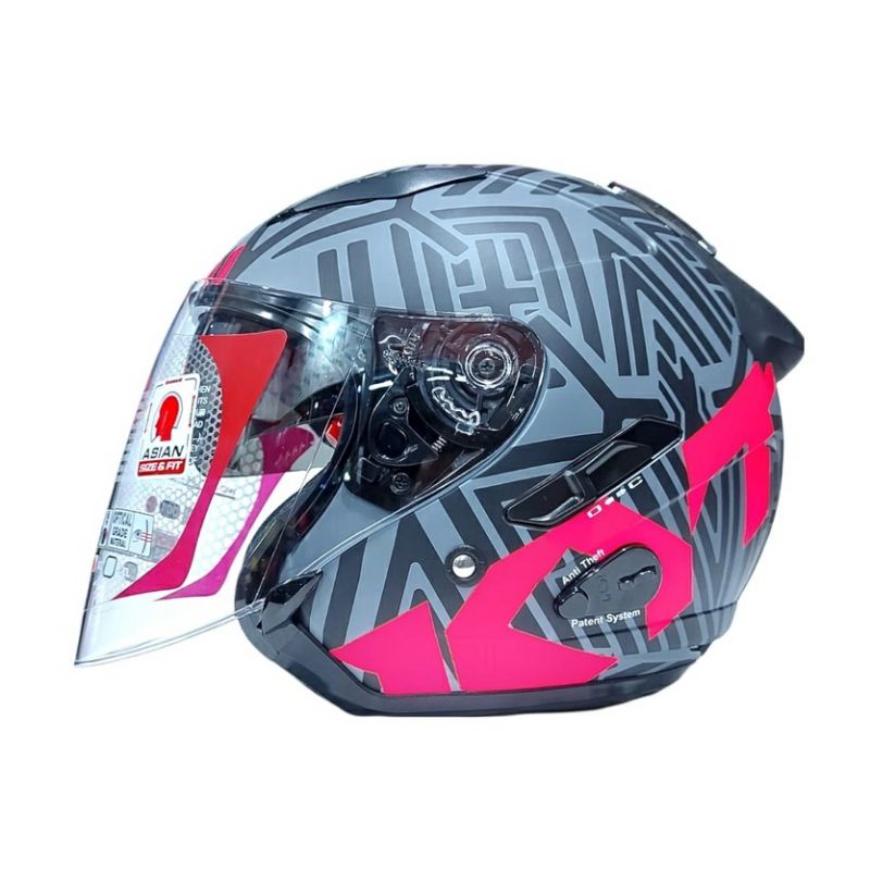 Helm KYT GALAXY FLAT R Motif Neon Gorilla Grey Matt Red Fluo Doff Doubel Visor Original SNI DOT