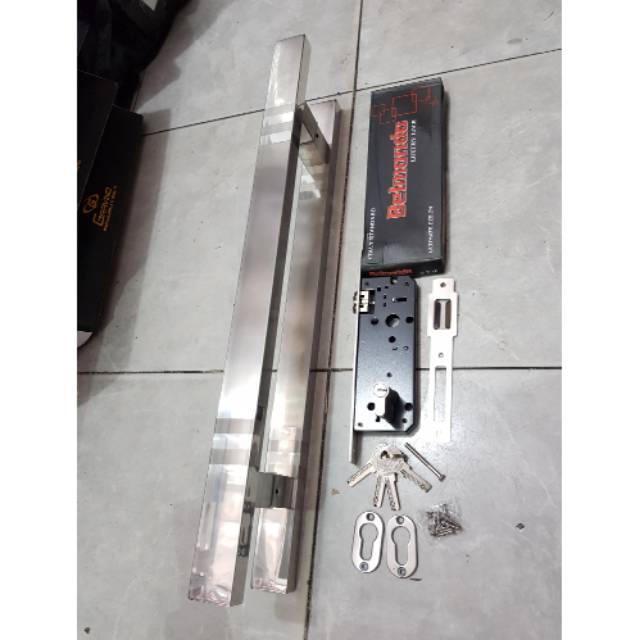 Paket handle pintu stainless minimalis 60cm 1set+body pelor