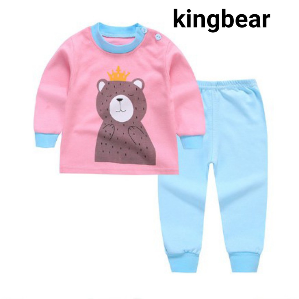 Piyama Motif KINGBEAR / Baju Tidur anak Import / Setelan